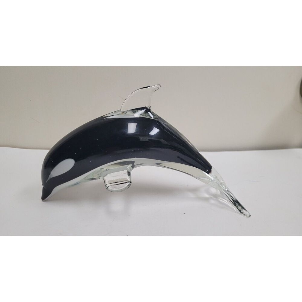 Vintage Dolphin Glass Figurine Paper Weight Decoration 7.5 Inches‎